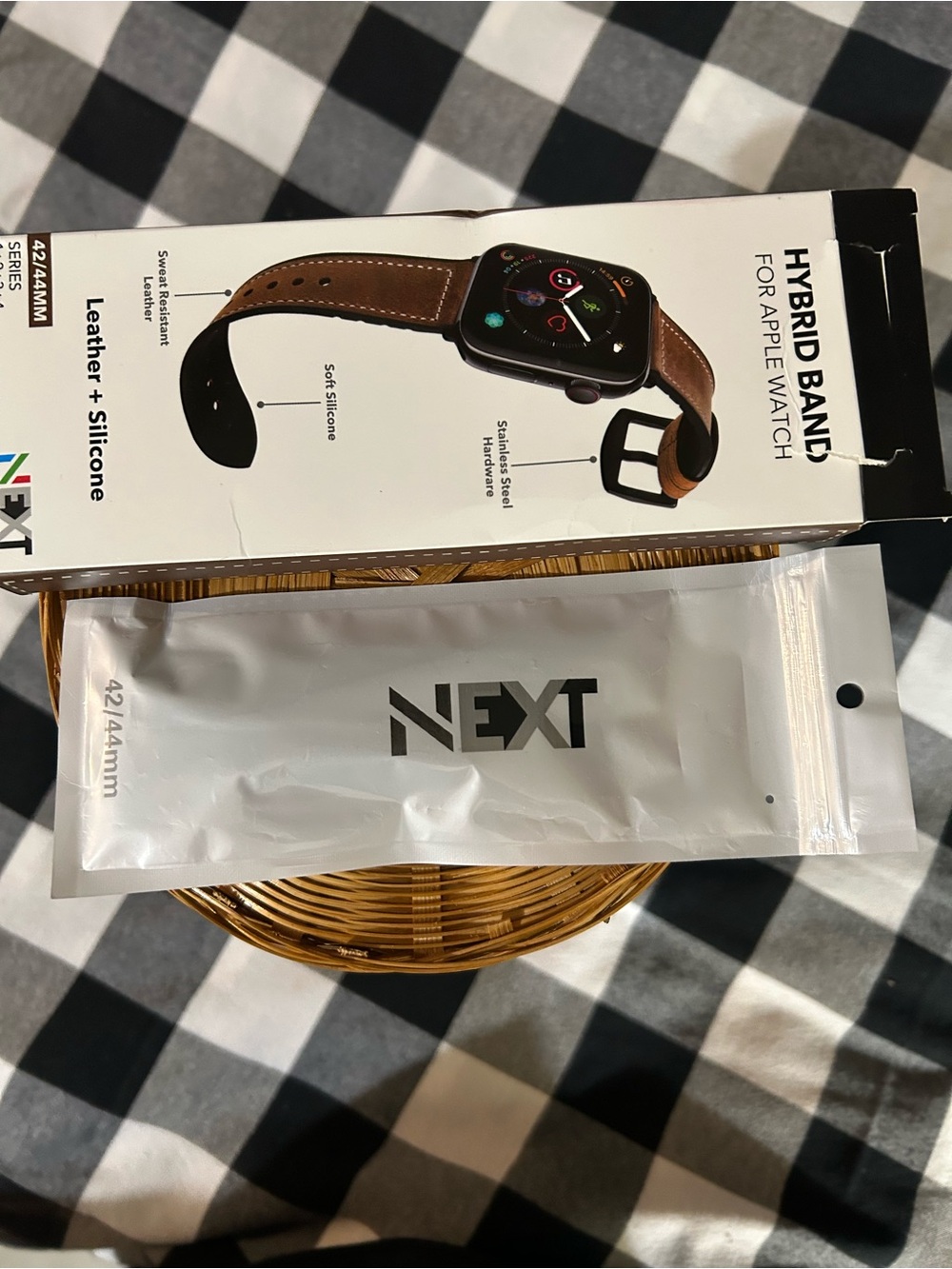 Brown Leather + Black Silicone Hybrid Apple Watch Band